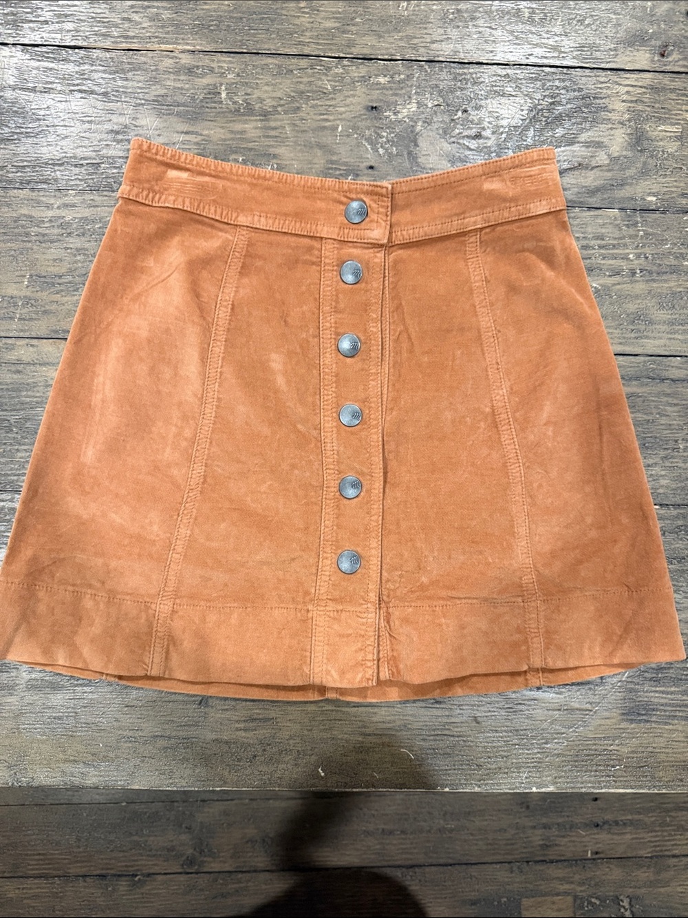 Madewell Women’s Button-Front Rust Suede Mini Skirt